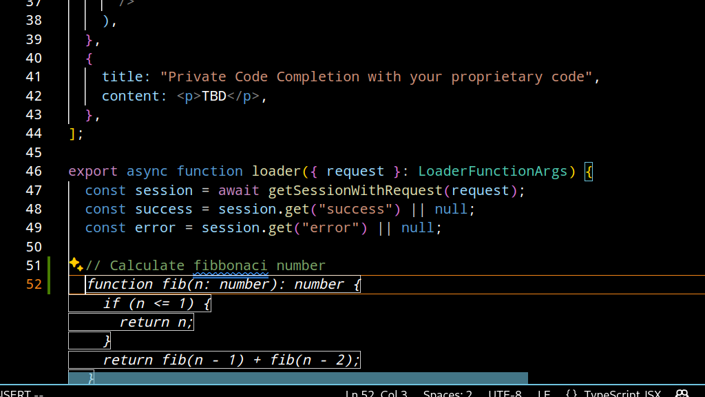 private code completion